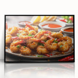 Framed wall art featuring a vibrant marine life shrimp design in black acrylic, showcasing intricate details and colors, perfect for ocean-themed decor.
