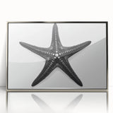 Framed acrylic wall art featuring a vibrant marine life starfish design, showcasing intricate details and a sleek silver frame, perfect for ocean-themed decor.