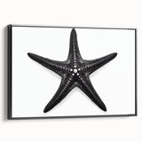 Framed wall art showcasing a marine life starfish design on canvas, featuring vibrant colors and a sleek black frame, perfect for ocean-themed decor.
