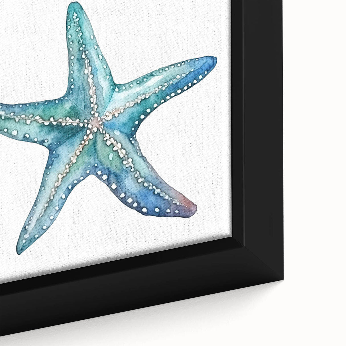 Framed close-up of a vibrant marine life starfish wall art design, showcasing intricate details and rich colors, perfect for ocean-themed decor. Ideal for enhancing interior aesthetics in coastal spaces or marine-inspired rooms.