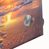 Close-up of a vibrant starfish wall art design printed on acrylic glass, showcasing intricate marine life details and vivid colors, perfect for coastal decor.