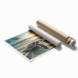 Vibrant marine life wall art featuring a detailed turtle design, perfect for coastal decor. This high-quality rolled print showcases intricate colors and patterns, ideal for enhancing any aquatic-themed space.
