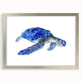 Decorative wall art featuring a silver-framed marine life design with a turtle motif, showcasing vibrant colors and intricate details, ideal for ocean lovers.