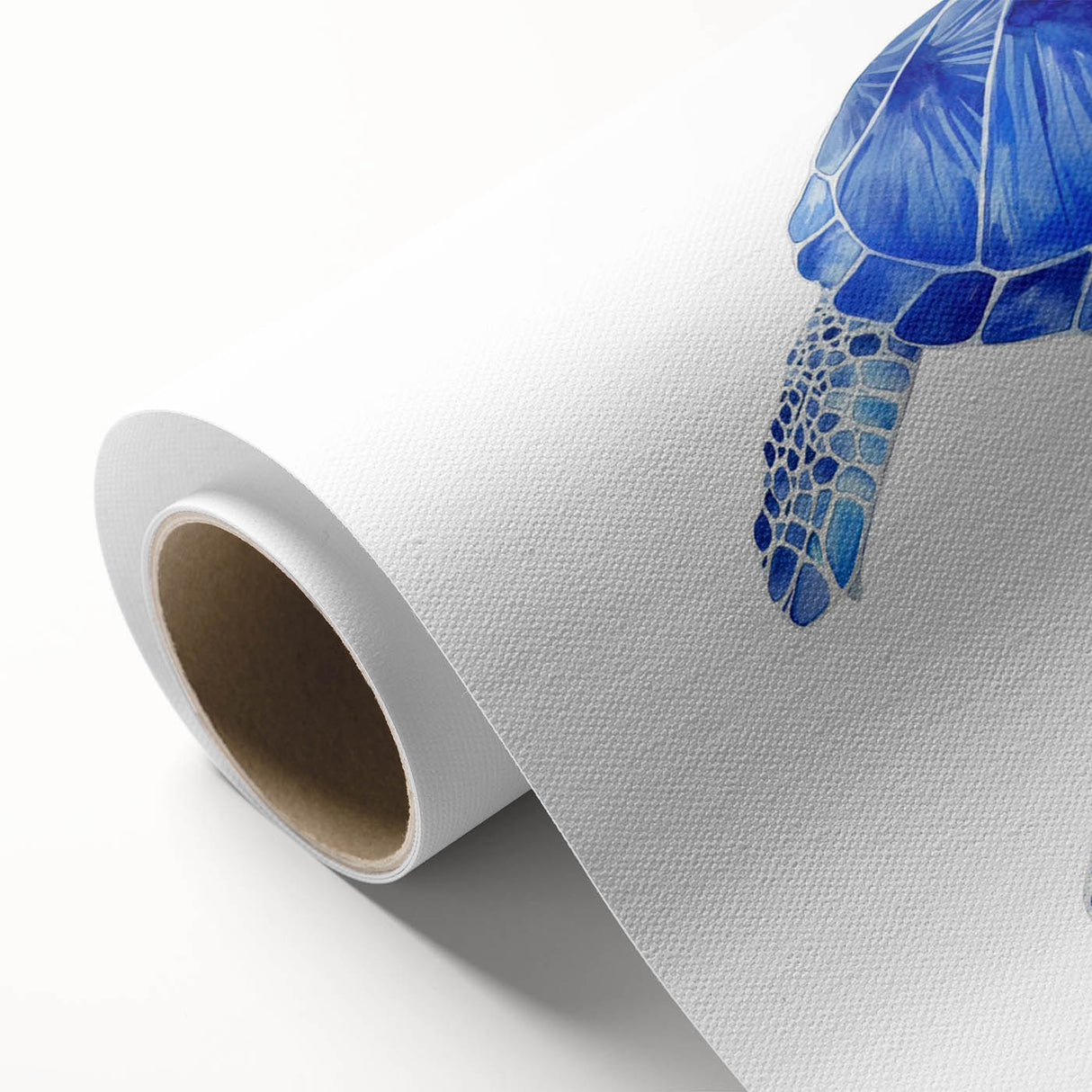 Vibrant rolled canvas wall art depicting a colorful marine life design featuring a turtle, ideal for ocean-themed decor, showcasing intricate details and textures.