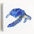 Stretched canvas wall art showcasing a vibrant marine life design featuring a sea turtle, ideal for coastal-themed decor, with rich colors and detailed textures.