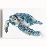 Stretched canvas wall art showcasing a vibrant marine life turtle design, featuring intricate details and vivid colors, ideal for ocean-themed decor.