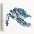 Stretched canvas wall art featuring a vibrant marine life design with a turtle, showcasing intricate details and vivid colors, perfect for ocean-themed decor.