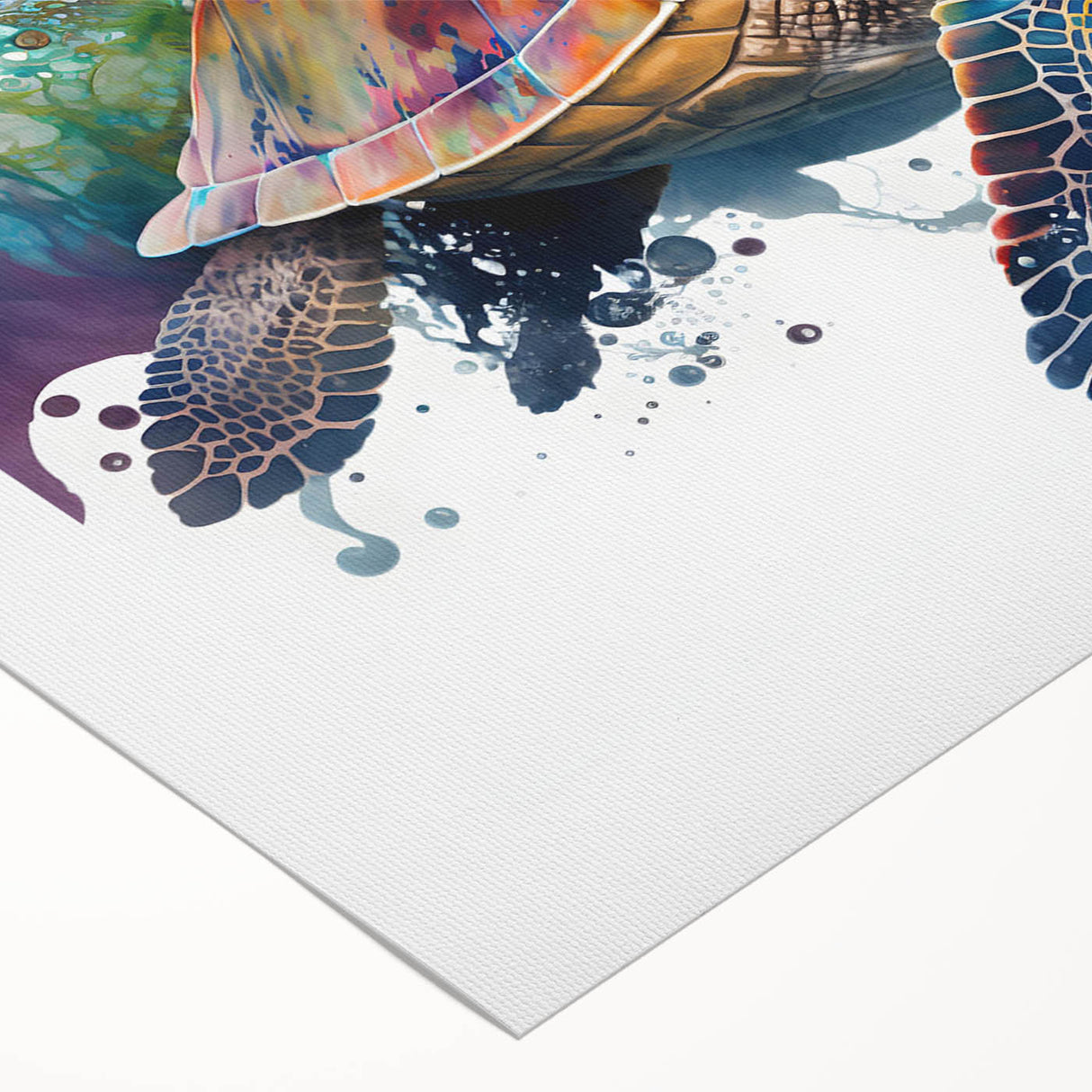 Vibrant rolled canvas wall art showcasing a detailed marine life design featuring a turtle, perfect for ocean-themed decor, elegantly packaged in a protective tube.