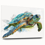 Colorful marine life wall art featuring a turtle design in acrylic glass, showcasing vibrant colors and intricate details, perfect for ocean-themed decor.