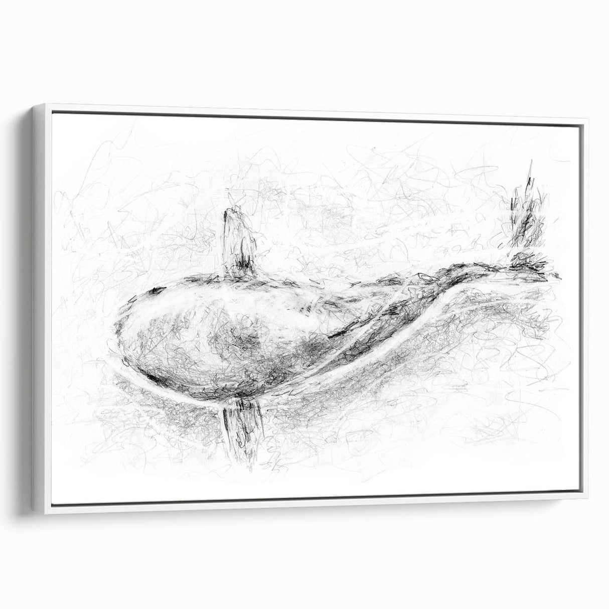 Framed canvas wall art showcasing a striking marine life design featuring a majestic whale in a serene ocean setting, ideal for ocean-themed decor. The artwork's vibrant blues and white tones enhance any space, perfect for nature lovers and marine enthusiasts.