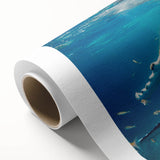 Vibrant rolled canvas wall art showcasing a majestic blue whale swimming amidst colorful marine life, perfect for ocean-themed decor. Ideal for nature lovers.