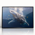 Framed acrylic wall art featuring a striking marine life design with a whale, showcasing vibrant colors and detailed textures, perfect for ocean-themed decor.