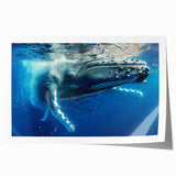 Whale design wall art print showcasing intricate marine life details, vibrant colors, and a matte finish, perfect for ocean-themed decor. Ideal for nature lovers and art enthusiasts.