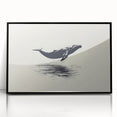 Framed wall art featuring a stunning whale design in a black acrylic frame, showcasing vibrant marine life colors and intricate details, perfect for ocean-themed decor.