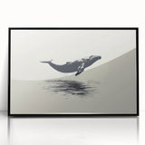 Framed wall art featuring a stunning whale design in a black acrylic frame, showcasing vibrant marine life colors and intricate details, perfect for ocean-themed decor.