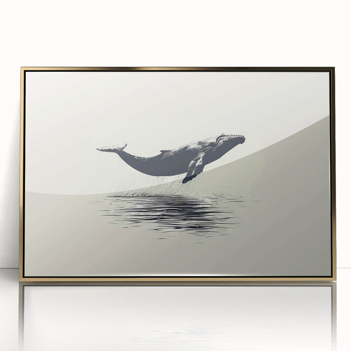 Framed acrylic wall art depicting a majestic whale design in vibrant colors, showcasing marine life with a gold frame, perfect for ocean-themed decor.