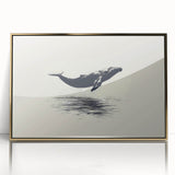 Framed acrylic wall art depicting a majestic whale design in vibrant colors, showcasing marine life with a gold frame, perfect for ocean-themed decor.