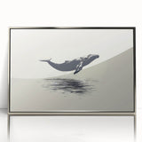Framed wall art featuring a detailed marine life design of a whale, with a sleek silver frame and acrylic front, ideal for ocean-themed decor and nature lovers.
