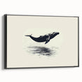 Framed canvas wall art featuring a sleek black side view of a majestic whale design, ideal for marine life enthusiasts, enhancing any home decor with elegance.