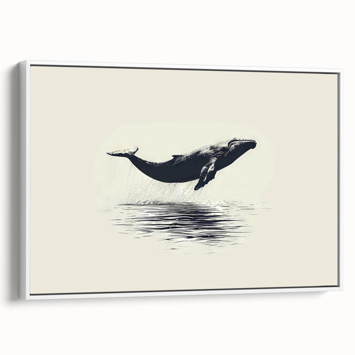 Framed canvas wall art showcasing a detailed design of a marine life whale, set against a white background, perfect for ocean-themed decor. The artwork emphasizes vibrant colors and intricate patterns, ideal for enhancing living spaces or marine enthusiasts' collections.