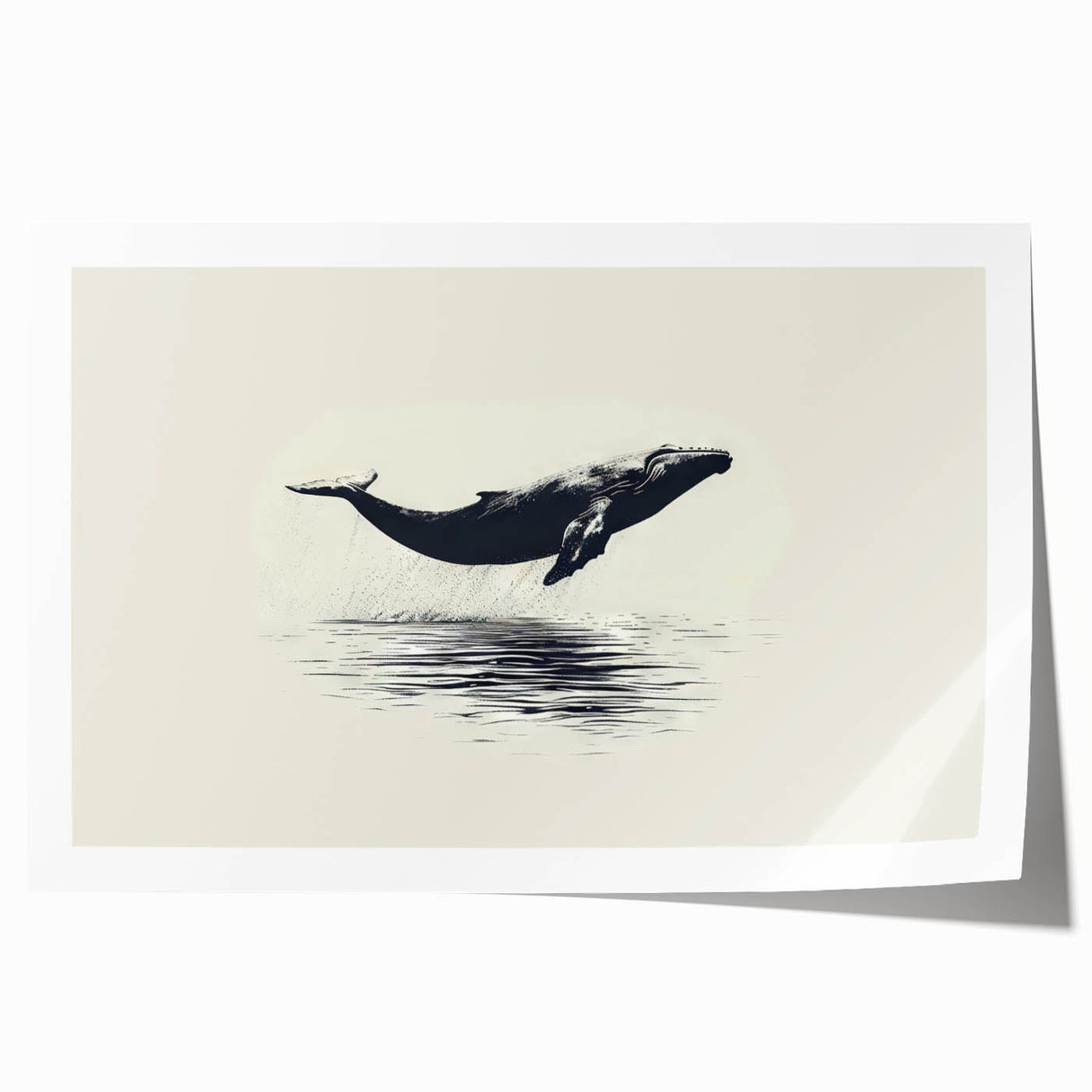 Whale design wall art print showcasing vibrant marine life colors, rolled and ready for display in a protective cardboard tube, ideal for ocean-themed decor.