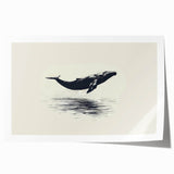 Whale design wall art print showcasing vibrant marine life colors, rolled and ready for display in a protective cardboard tube, ideal for ocean-themed decor.