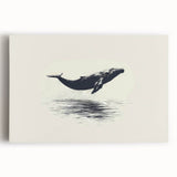 Vibrant whale design stretched canvas wall art featuring intricate marine life details and rich blue hues, perfect for ocean-themed decor.