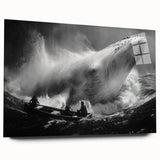Side view of a marine life-themed wall art piece featuring a striking whale design printed on acrylic glass, showcasing vibrant colors and intricate details, perfect for ocean lovers.