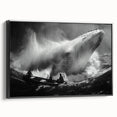 Framed wall art featuring a stunning marine life design showcasing a whale, set against a sleek black background, perfect for ocean-themed decor. Ideal for enhancing living spaces with a touch of nature.