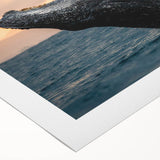 Whale-themed wall art design on rolled canvas, showcasing vibrant marine life colors and intricate details, perfect for ocean lovers' home decor.