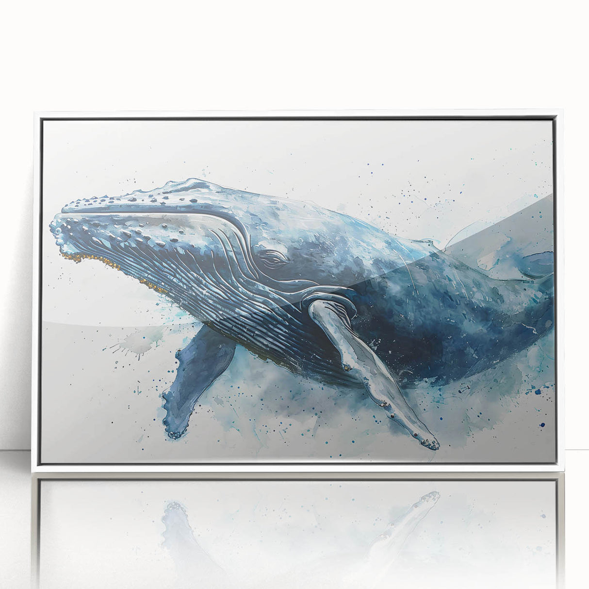 Framed acrylic wall art showcasing a detailed marine life design featuring a whale, set against a white background. Perfect for ocean-themed decor and nature lovers.