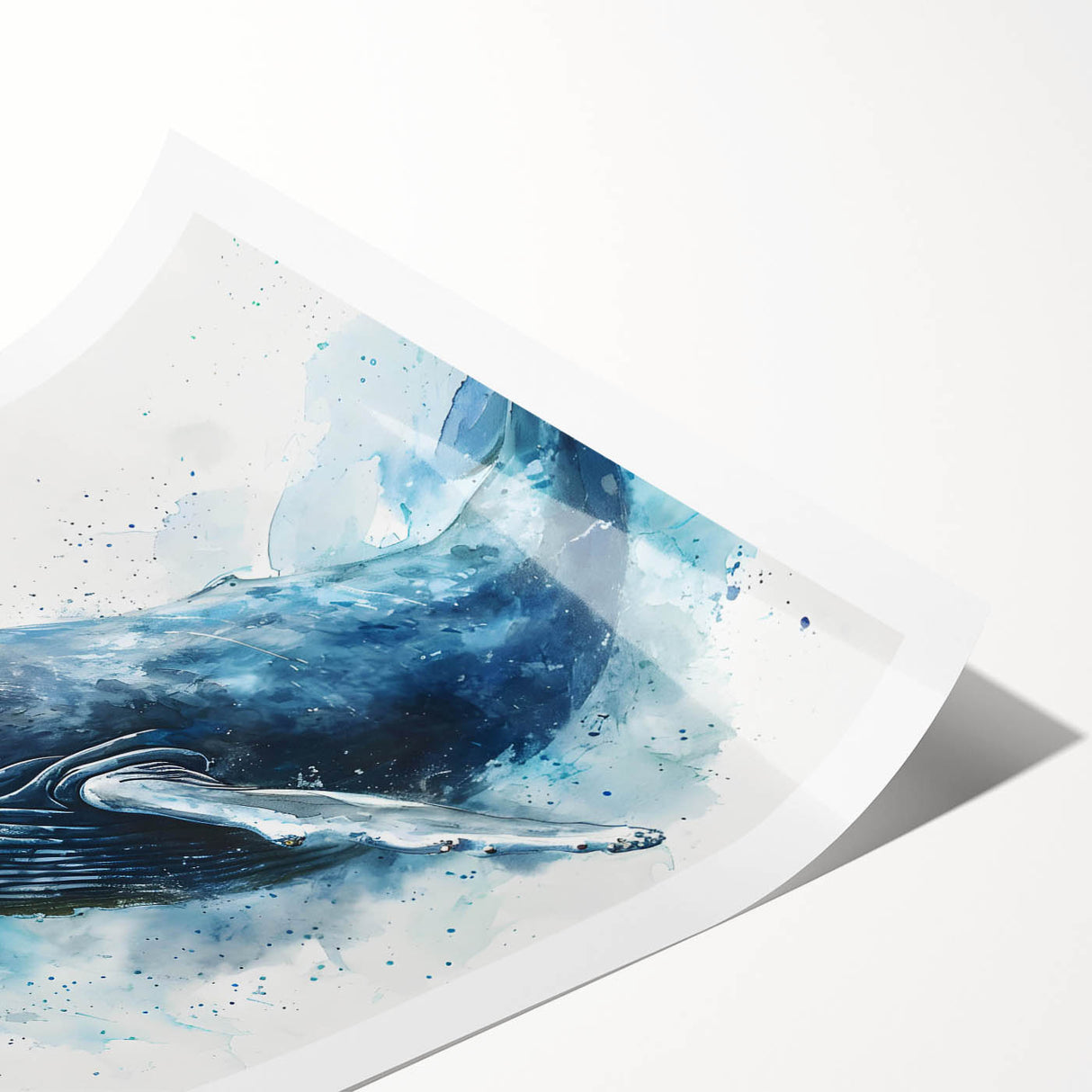 Whale-themed wall art design showcasing vibrant marine life illustrations on a rolled print, perfect for ocean lovers, packaged securely in a cardboard tube.