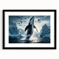 Black-framed wall art showcasing a stunning marine life design featuring a whale, perfect for ocean-themed decor. Ideal for enhancing living spaces with nature-inspired aesthetics.