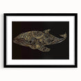 Framed wall art featuring a beautiful whale design in a marine life theme, presented in a black frame with a mat, ideal for ocean lovers' decor.