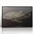 Framed wall art featuring a striking design of a whale in marine life, with a sleek black frame that enhances the vibrant ocean colors, perfect for ocean-themed decor.
