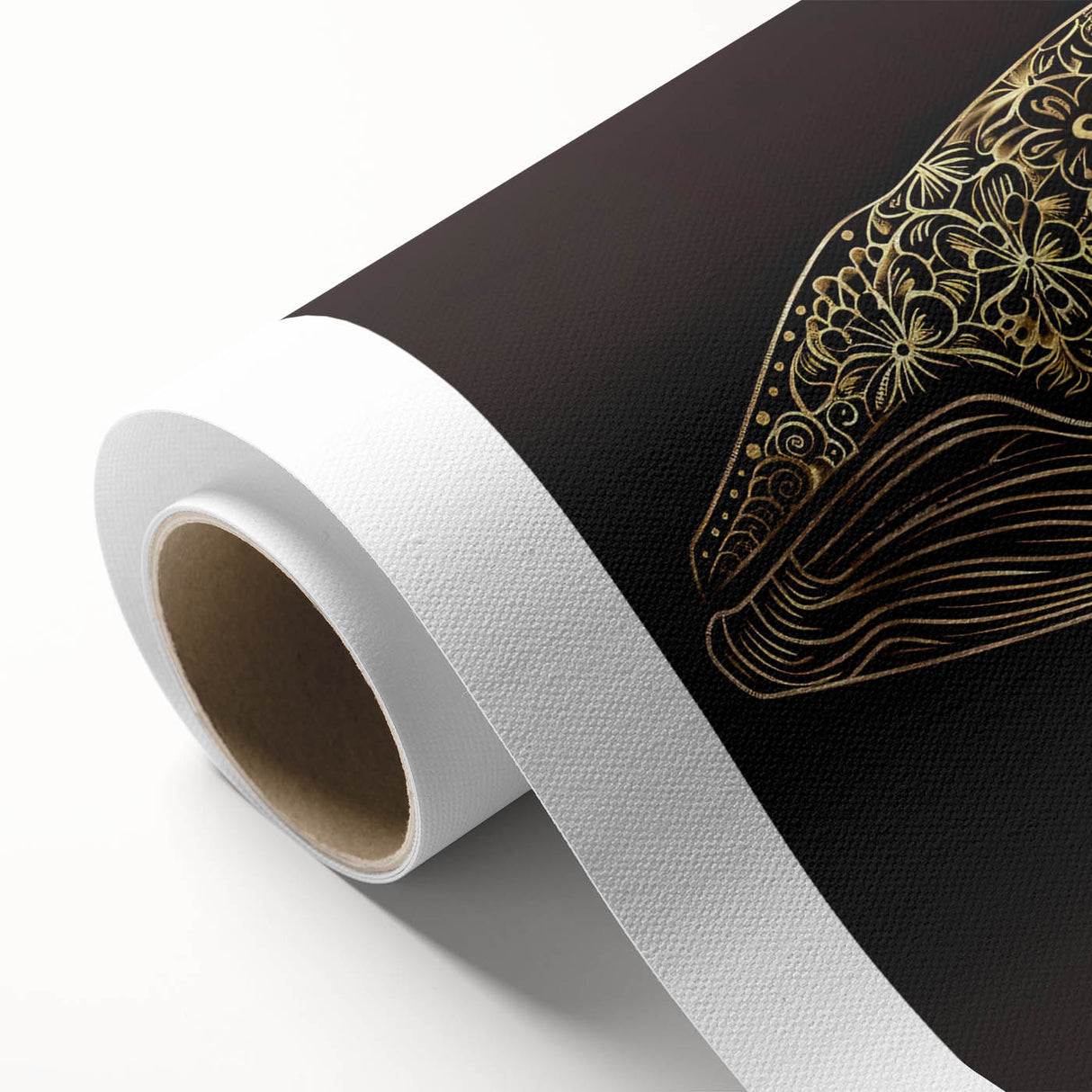 Whale-themed wall art on rolled canvas, showcasing intricate marine life design with vibrant colors against a textured background, ideal for ocean enthusiasts.