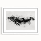 Framed wall art featuring a detailed whale design in a marine life theme, presented with a white mat and sleek frame, perfect for ocean-inspired decor.