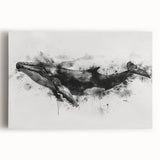 Vibrant whale design stretched canvas wall art showcasing intricate marine life details, perfect for ocean-themed decor in living spaces or offices.
