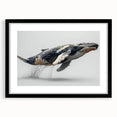 Black-framed wall art collection featuring a stunning marine life design with a whale motif, elegantly matted for enhanced presentation, perfect for ocean-themed decor.