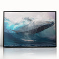 Framed wall art featuring a stunning marine life design with a whale, highlighted by a sleek black frame. Ideal for ocean enthusiasts and modern decor.