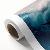 Vibrant rolled canvas depicting a marine life design with a majestic whale, showcasing intricate details and oceanic colors, ideal for nautical-themed decor.