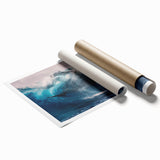 Whale-themed wall art print showcasing vibrant marine life design with deep blue and green hues, rolled for easy display or framing, perfect for ocean lovers.