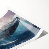Whale design wall art collection print showcasing vibrant marine life in rich blues and greens, rolled for easy display, perfect for ocean-themed decor.