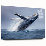 Acrylic wall art collection showcasing a detailed side view of a whale design, featuring vibrant blues and greens, perfect for marine life enthusiasts.