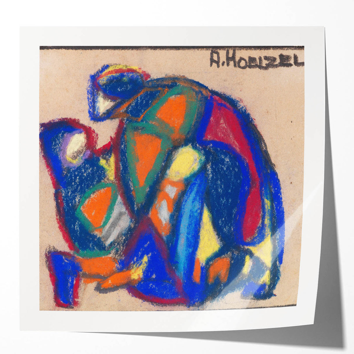 Extra large wall art featuring an abstract floral design in vibrant colors on glossy photo print.