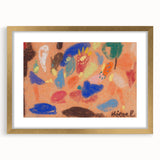 Extra large abstract art print featuring textured design in muted earth tones, framed in gold, ideal for living room decor.