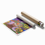 Extra large rolled print featuring a floral design in pastel shades, ideal for classy bathroom or large living room wall art.