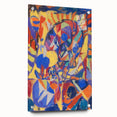 Large abstract wall art on acrylic, featuring bold geometric shapes in a variety of colors.