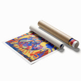 Extra large rolled print featuring floral designs in muted earth tones, ideal for classy bathroom wall art.