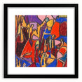 Extra large abstract art print with vibrant colors and textured design on a black framed canvas, ideal for living room decor.